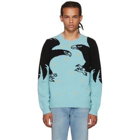 gucci blue eagle sweater|gucci sweater black and red.